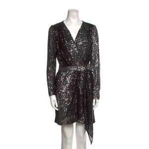 Maje Black Silver Sequin Dress